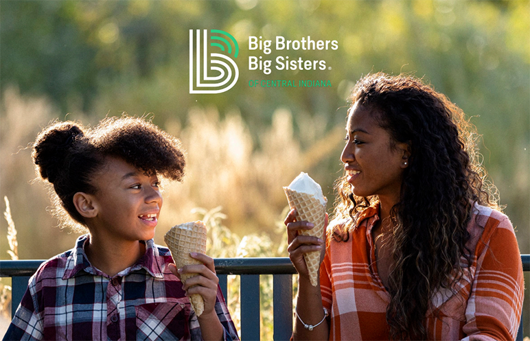 A Big and Her Little from Big Brothers Big Sisters of Central Indiana eating ice cream cones