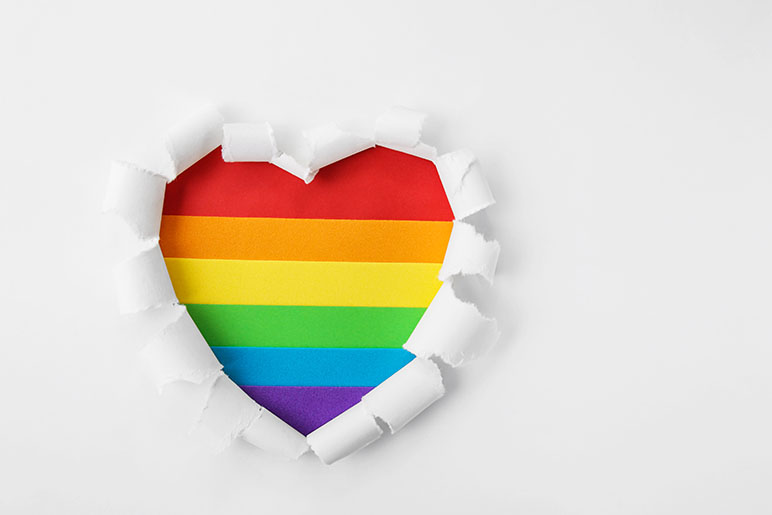 Celebrating Indy Pride and Pride Month this June photo of a rainbow heart with a white background