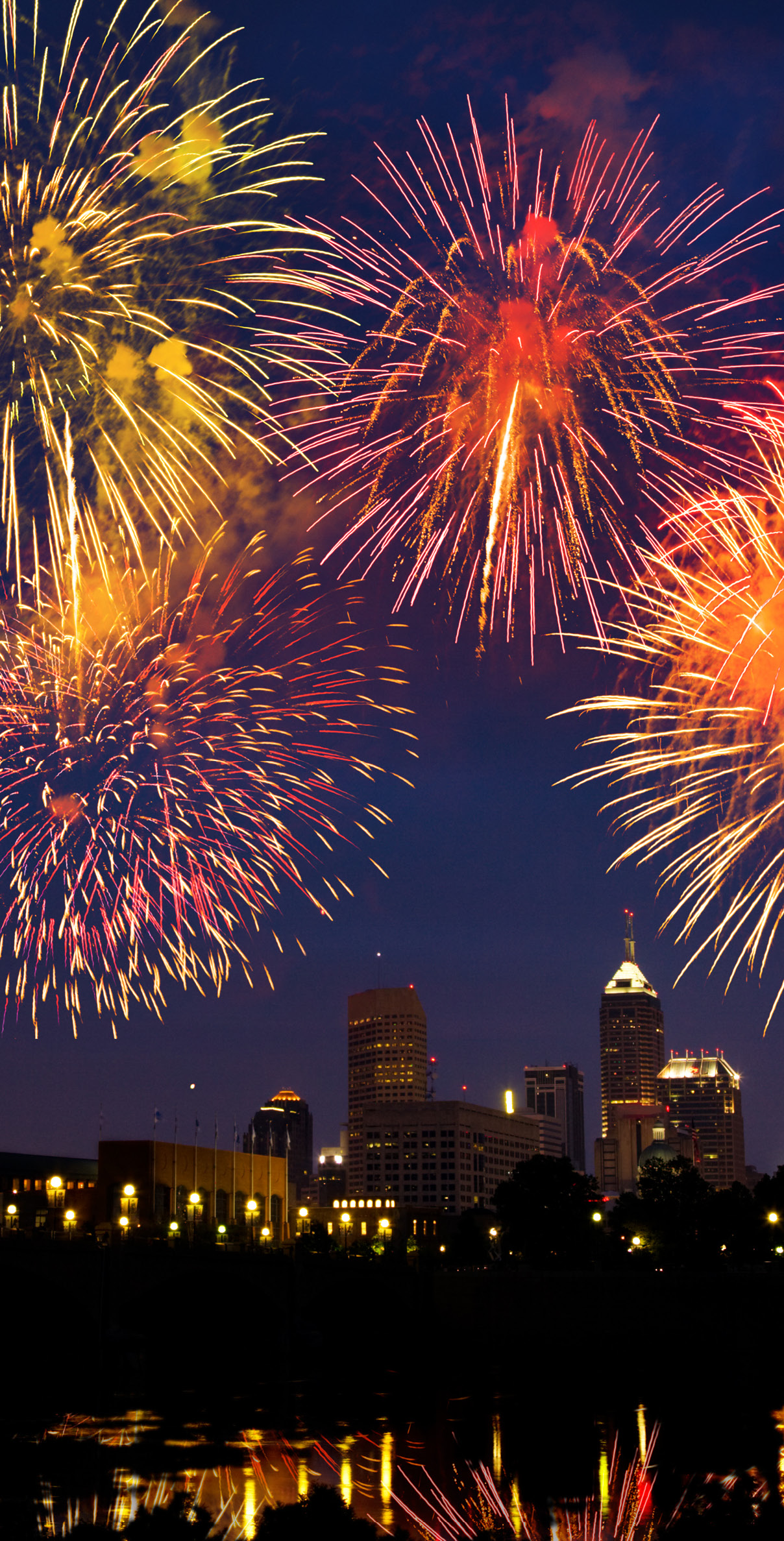 Fireworks over downtown Indianapolis