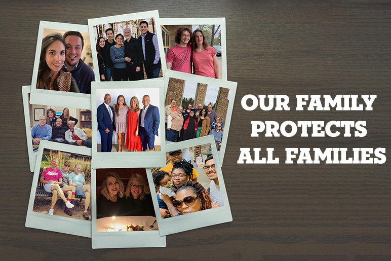 Image of polaroid photos with different families within each image with the caption,