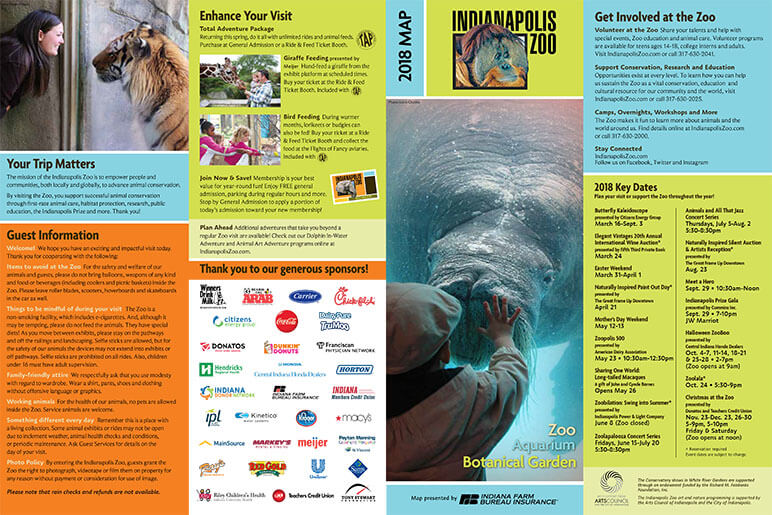 The Indianapolis Zoo map from 2018