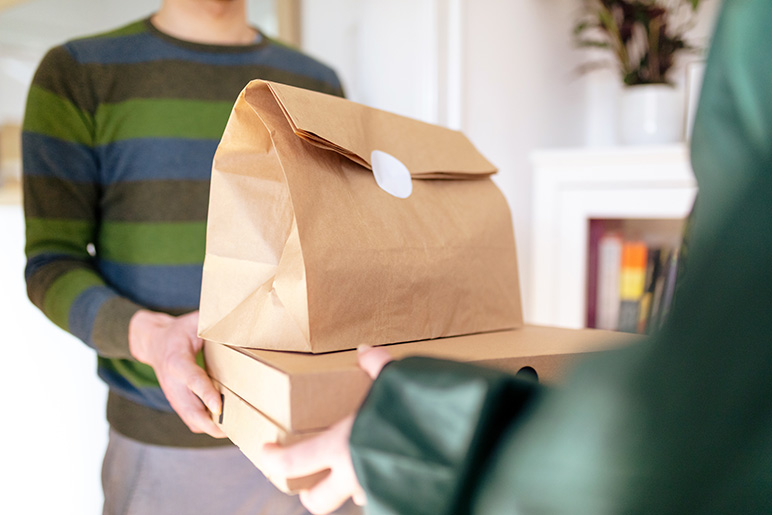 Food being delivered to a person's home
