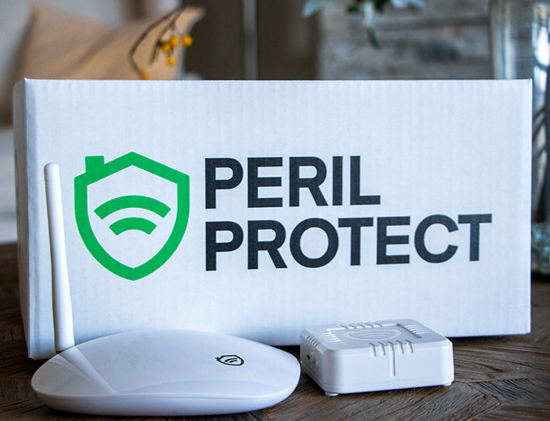 Peril Protect box and sensor with logo