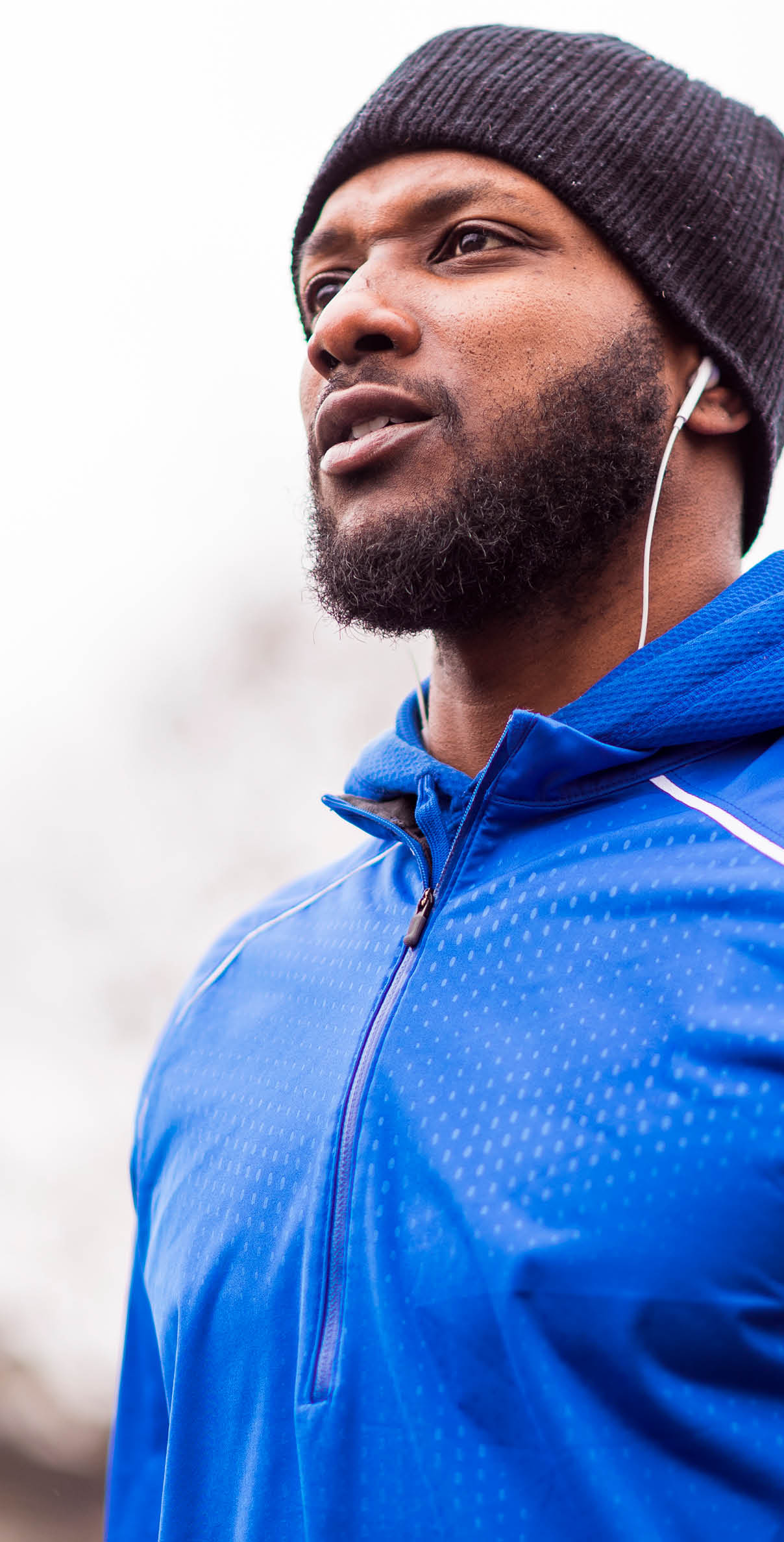Man dressed to exercise in the winter.