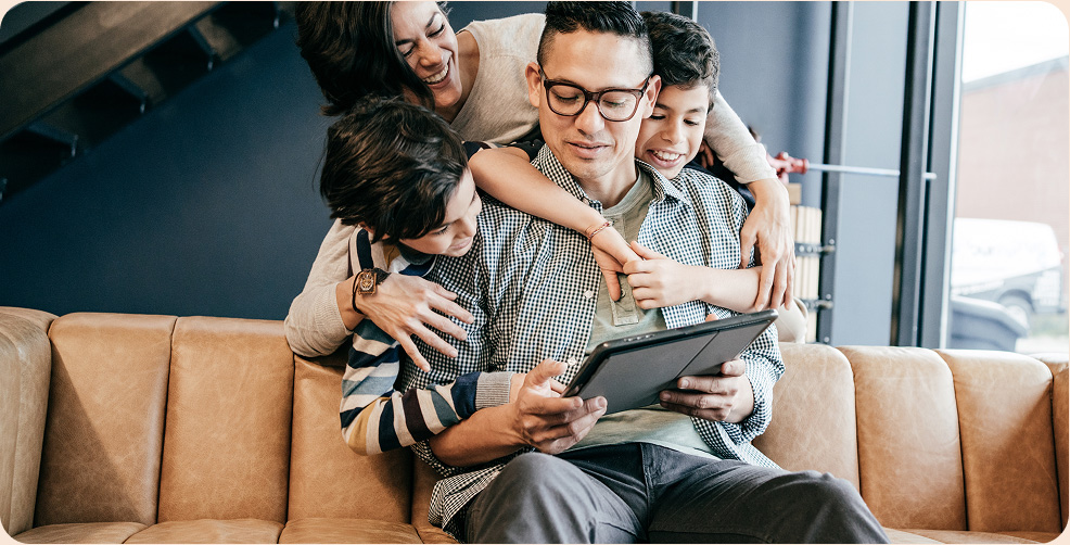 Family watching on ipad