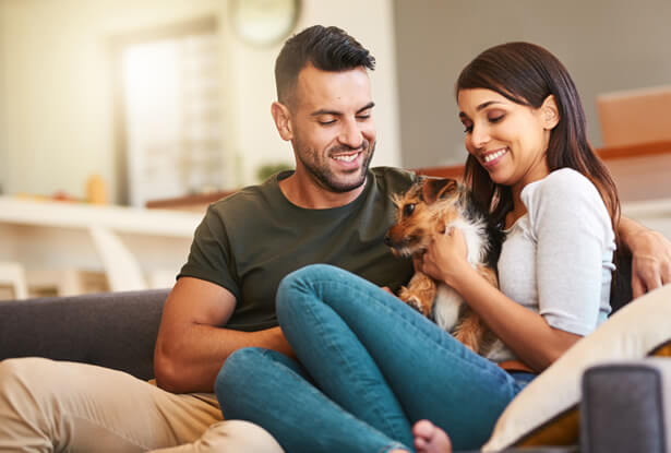 family with dog