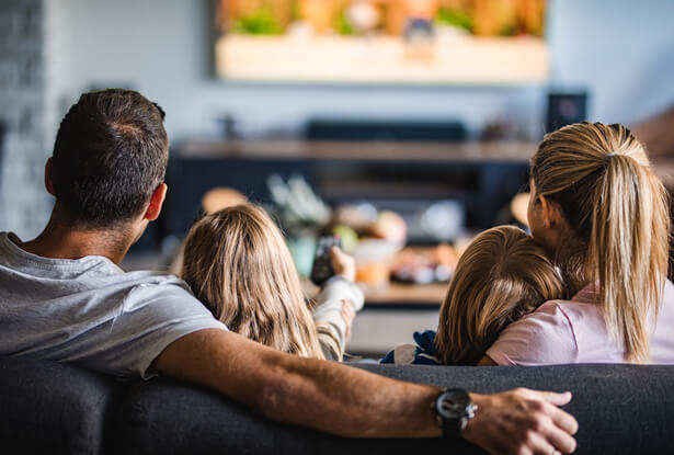 family watching tv